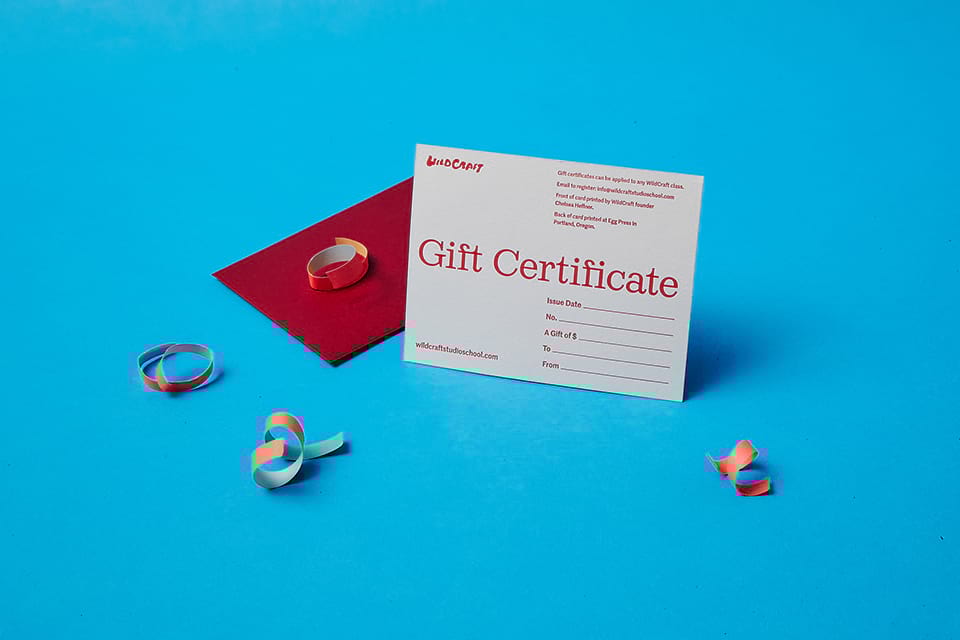 50 Gift Certificate WildCraft Studio School